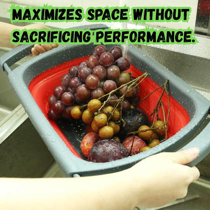 Collapsible Colander Set of 2, Foldable Silicone Pasta Strainer with Handles, 2 Pack Space Saving Kitchen Colander for Fruits,Space Saving Pasta Strainer Basket for Fruits & Vegetables
