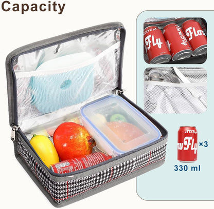 FlowFly Small Insulated Lunch box Portable Soft Bag Mini Cooler Thermal Meal Tote Kit with Handle for Work & School, Black