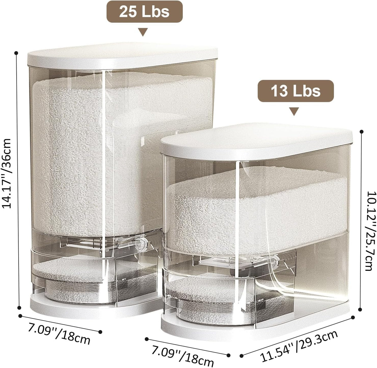 SYNCVIBE Large Rice Dispenser 22-25Lbs, Cereal Dispenser Rice Container Food Storage Container with Measuring Cup, Cereal Containers Storage Kitchen Storage Household Moisture Proof Holder, Black