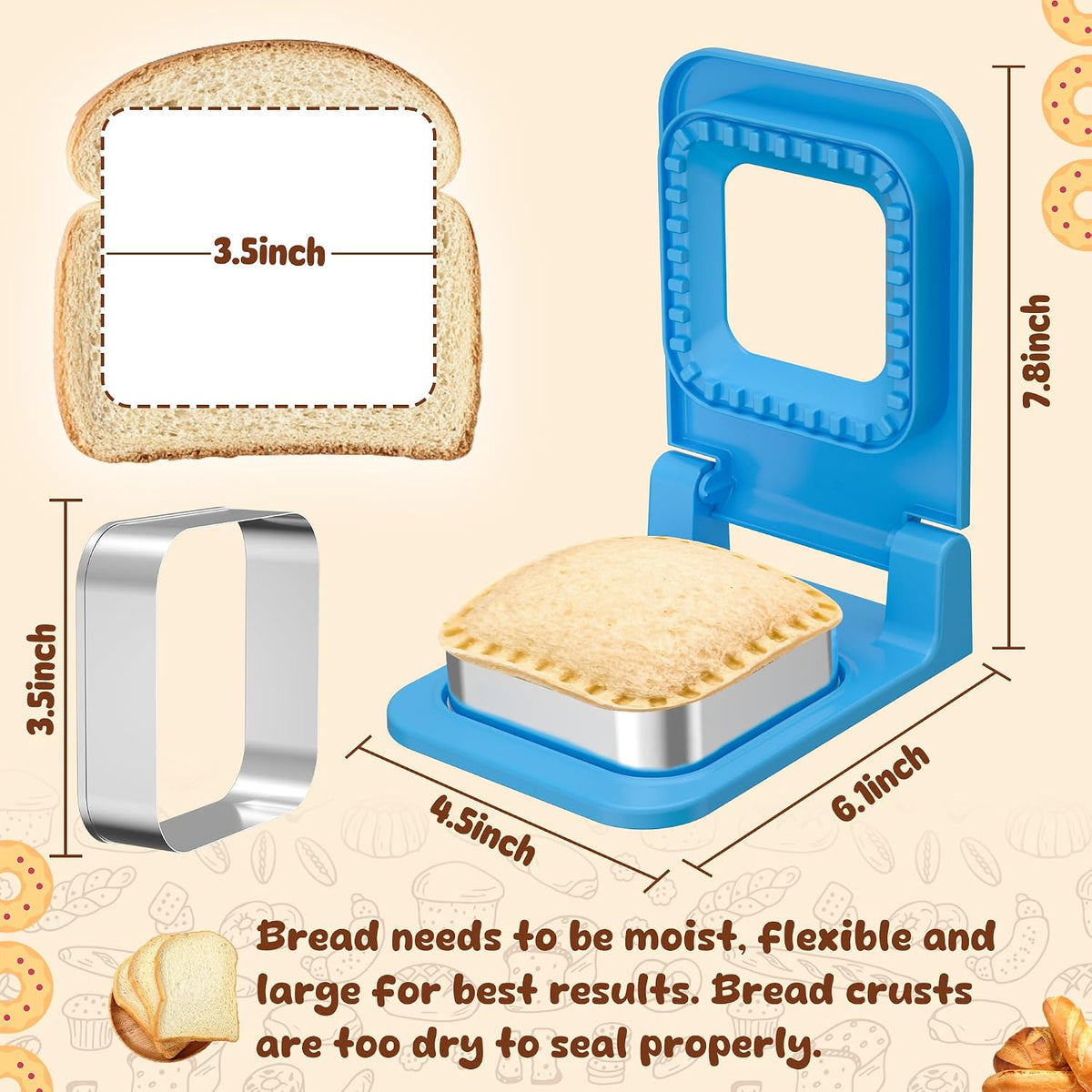 HiYZ Sandwich Cutter and Sealer - Stainless Steel Decruster Sandwich Maker - Peanut Butter and Jelly Crustless Sandwich Bread Pancake Maker Cookie Cutter for Kids Children Boys Girls