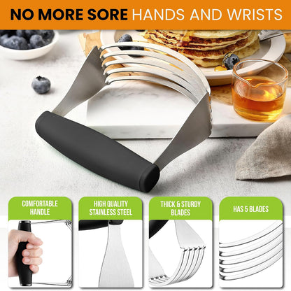 Spring Chef XL Pastry Blender, Durable Dough Blender For Baking - Black