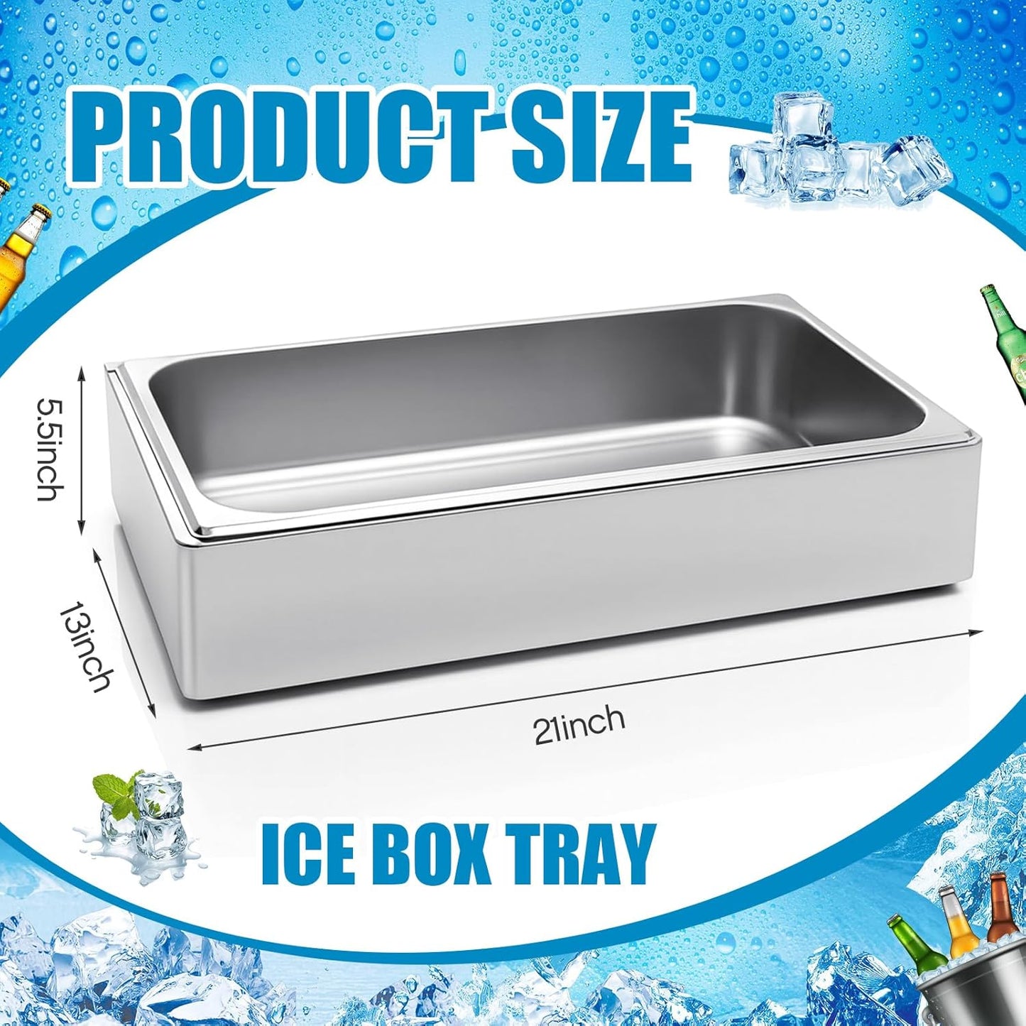 Honeydak Large Ice Housing Bin with Removable Tray Ice Holder Container Wine Beer Champagne Drink Bucket Beverage Tub for Freezer Display Buffet Counter Party Chiller (Bamboo and Steel)