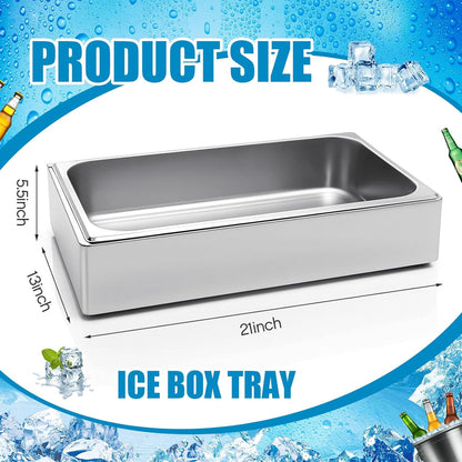 Honeydak Large Ice Housing Bin with Removable Tray Ice Holder Container Wine Beer Champagne Drink Bucket Beverage Tub for Freezer Display Buffet Counter Party Chiller (Bamboo and Steel)