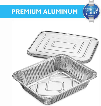 MontoPack Half-Size Aluminium Foil Lids | [100 Pack] Perfect Fit for 9x13 Roasting Pans | Premium Quality for Baking & Catering | Disposable Food Prep Containers Lids