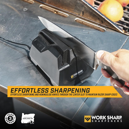 Work Sharp Electric Kitchen Knife Sharpener - Get knives ready for cookouts and BBQ's- Fits in Kitchen Drawer, Sharpens every time, fast & easy