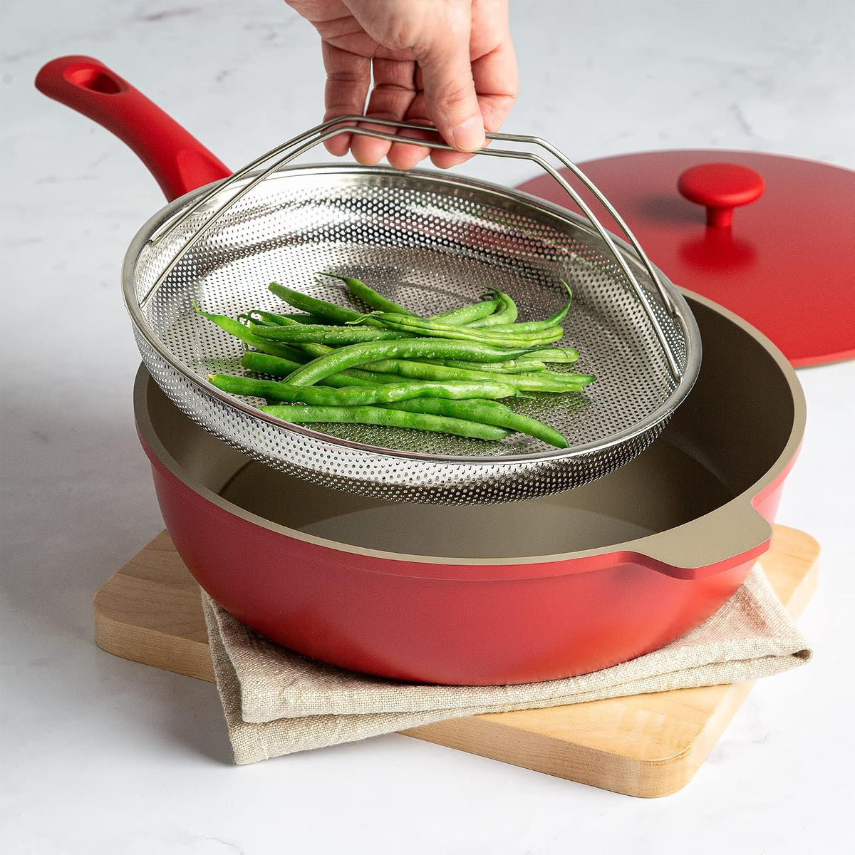 Goodful All-In-One Pan Steamer Basket, Premium Stainless Steel Construction, Dishwasher Safe, Perfect for Steaming Vegetables, Full Handle for Easy Use
