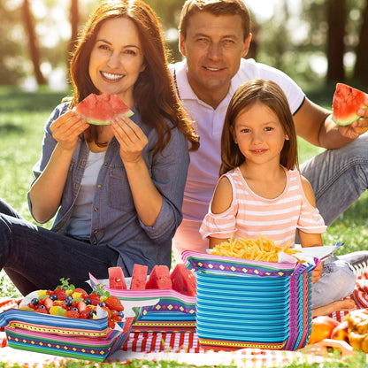 Mexican Taco Nights Food Trays 120Pcs Mexican Wax Paper Deli Nacho Popcorn Assembled Trays Snack Candy Holder Disposable Plate Holiday Birthday Carnival Party Supplies Food Containers