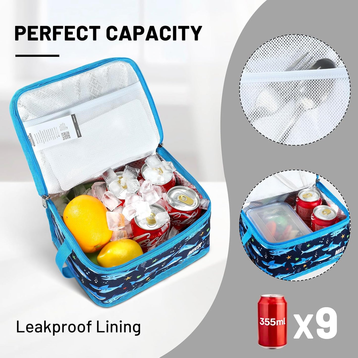MIER Small Lunch Bag for Kids & Adults Compact Insulated Lunch Box Portable Thermal Mini Cooler for Work School Travel, Bluesteel