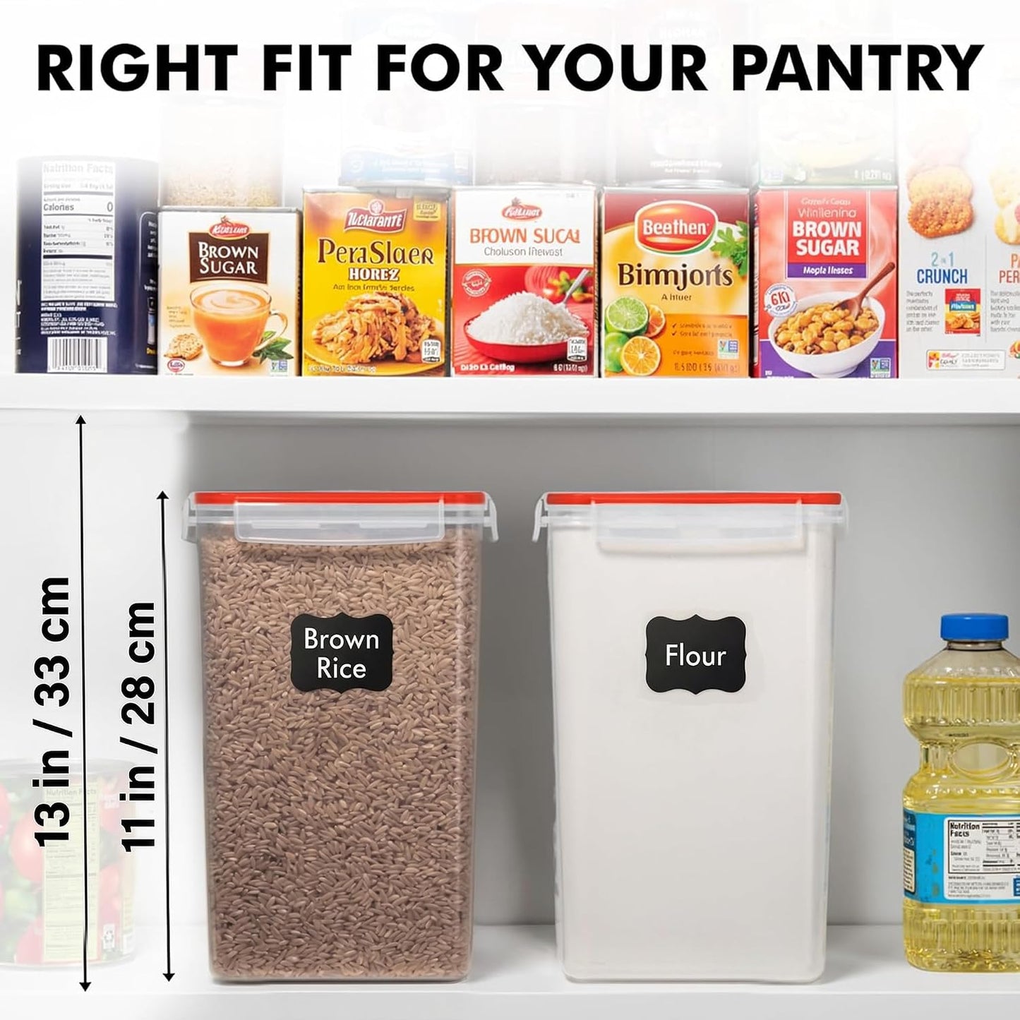WHITE FEATHER SUPPLIES 2 PC [7 Qt / 6.5L / 220 Oz] Large Food Storage Containers with Lids Airtight - BPA Free Clear Plastic Kitchen and Pantry Storage Containers for Cereal, Flour, Sugar, Rice