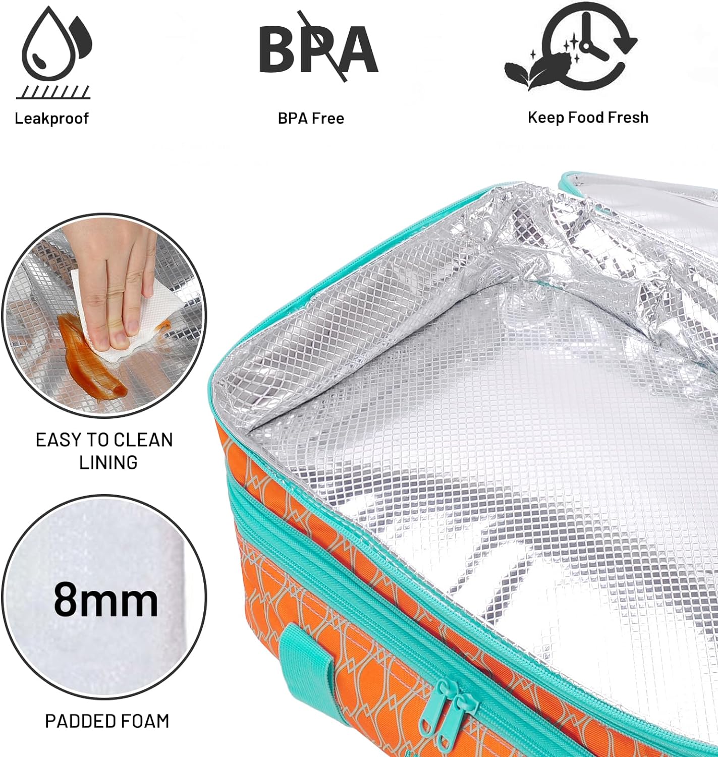 MIER Insulated Double Casserole Carrier Bag for Lasagna Lugger, Potluck Parties, Picnic, Beach, Fits 9 x 13 Inches Baking Dish, Casserole Dish, Expandable, Dark Blue