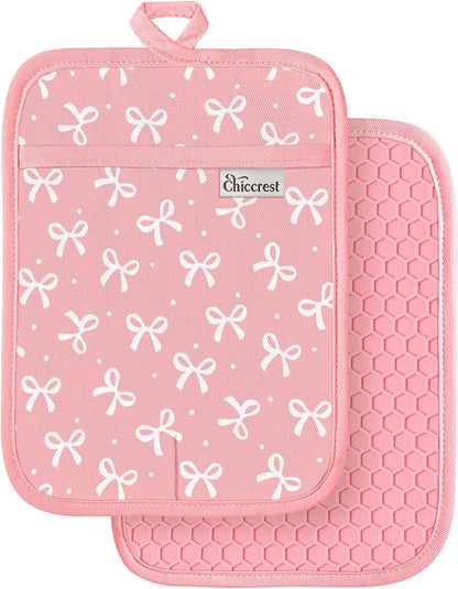 100% Cotton Potholders Textured Soft Silicone Grip Daisy Gingham