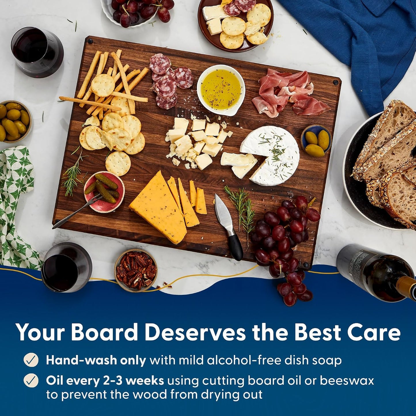 Sonder Los Angeles Doheny Wood Cutting Board Set | Acacia Edge Grain Cutting Board for Kitchen with Juice Groove | Perfect for Compact Daily Use | Gift Box Included | 14x10x1 in & 12x8x1 in