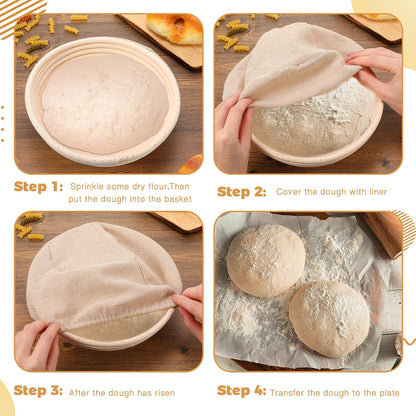 Ziliny 6 Pcs Banneton Bread Proofing Baskets for Sourdough,9 Inch,Round