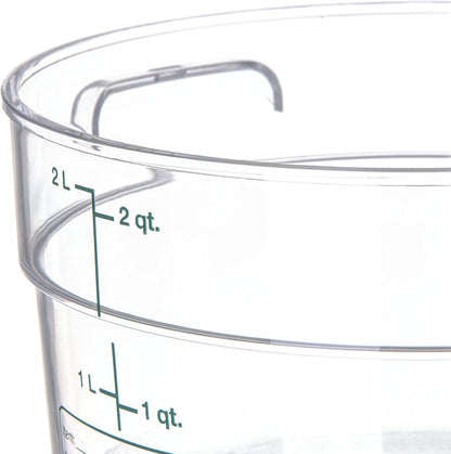 Carlisle FoodService Products Storplus Round Food Storage Container with Stackable Design for Catering, Buffets, Restaurants, Polycarbonate (Pc), 2 Quart, Clear