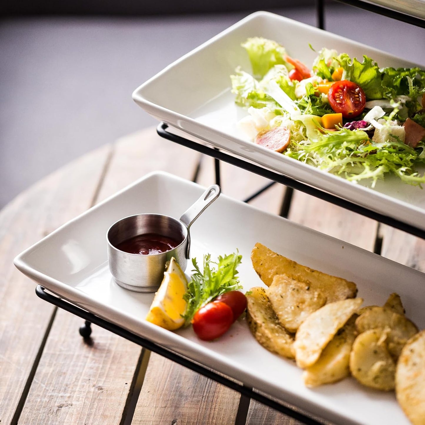 YHOSSEUN 3 Tier Serving Tray for Party, Tiered Serving Platters and Trays, 14 Inch Tiered Tray Stand, Dessert Stand, Serving Stand, Dessert Table Display Set with Collapsible Sturdier Metal Rack