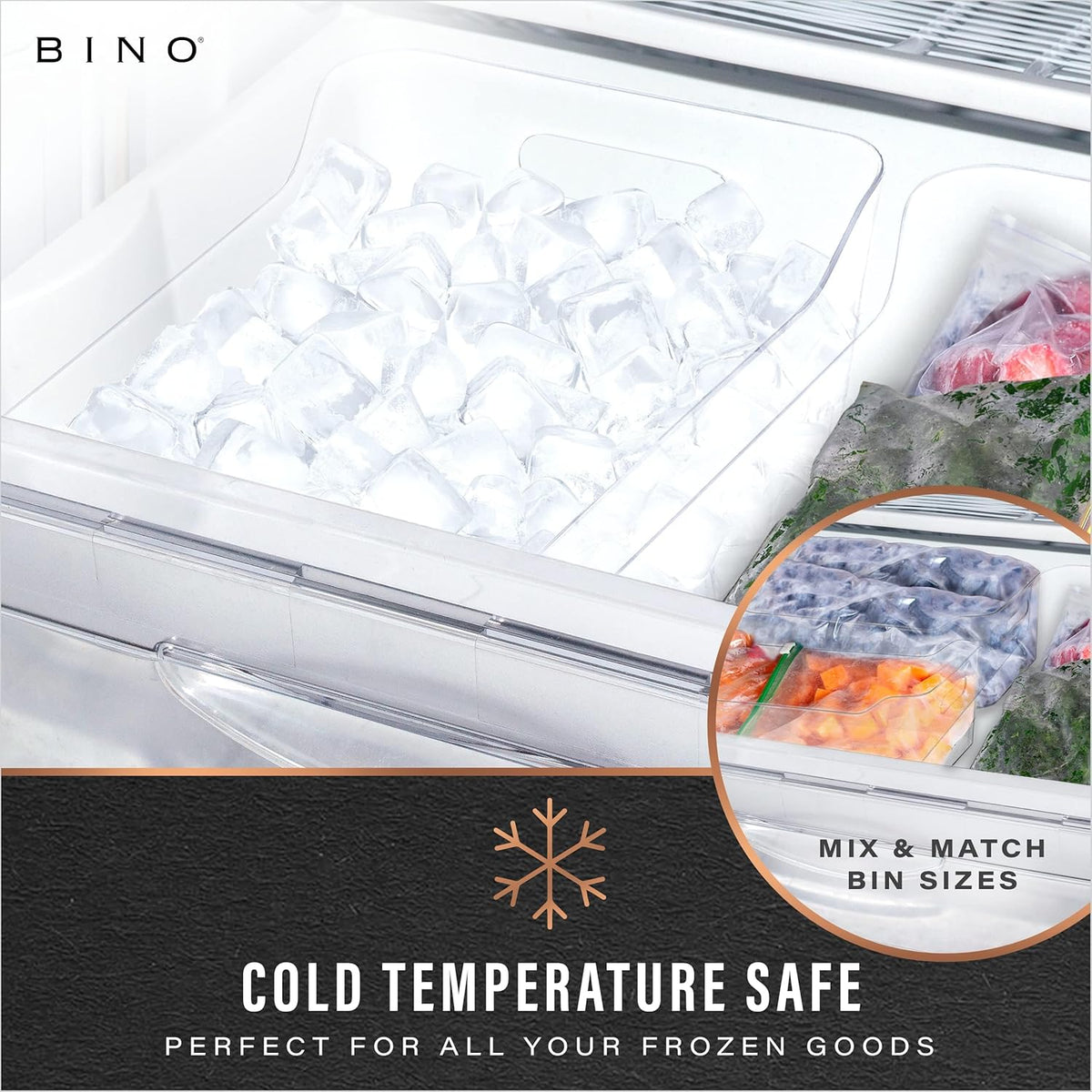 BINO | Plastic Organizer Bins, X-Small - 4 Pack | THE SOHO COLLECTION | Multi-Use Organizer Bins | Pantry & Freezer Bin | Plastic Storage Containers | Bin for Home & Kitchen Org