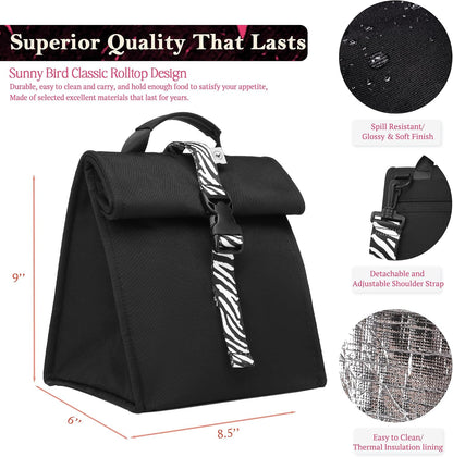 SUNNY BIRD Insulated Lunch Bag Pink Lunch Box Small Cooler Bag for Women, Girls, Adults and Teens (Pink)