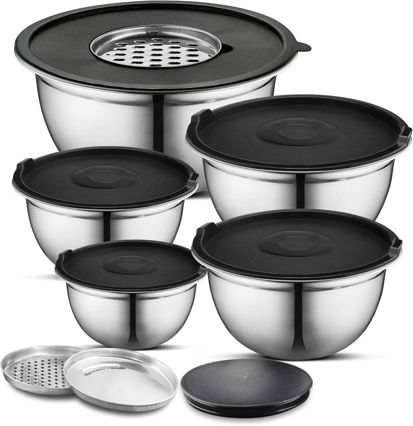 AVADOR Set of 6 Premium Stainless Steel Mixing Bowls Set, Easy To Clean, Space Saving Nestable Design, Great for Cooking, Baking, Prepping (0.75qt, 1.5qt, 3qt, 4qt, 5qt, 8qt)