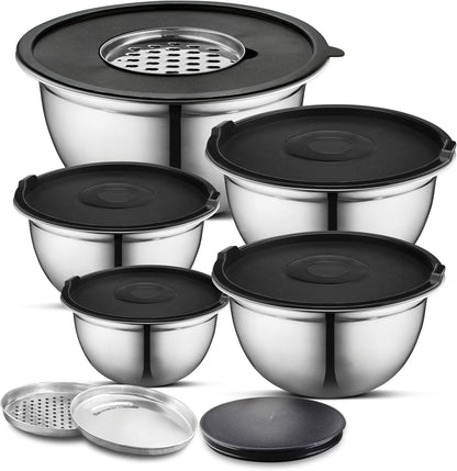 AVADOR Set of 6 Premium Stainless Steel Mixing Bowls Set, Easy To Clean, Space Saving Nestable Design, Great for Cooking, Baking, Prepping (0.75qt, 1.5qt, 3qt, 4qt, 5qt, 8qt)