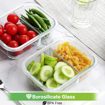 8 Pack 36oz Large Glass Meal Prep Containers with lids, Glass Food Storage Containers with Leak Proof Snap Lock Lids , Airtight Bento lunch Boxes, Kitchen Storage, Oven, Freezer and Dishwasher Safe