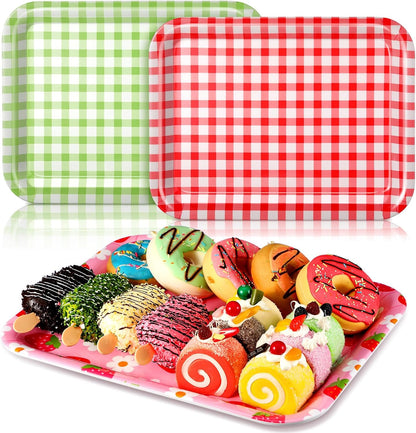 Tioncy 3 Pcs Strawberry Birthday Party Plates Pink Plastic Serving Tray for Summer Berry First Birthday Decoration, 13 x 10 Inch