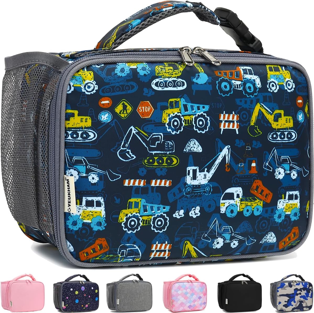 GYEUKHAM Insulated Lunch Box for School, Thermal Reusable Durable Freezable Lunch Bags for Kids Boys Girls Men Women - Small Soft Cooler Portable Lunch Tote Kit for Work Picnic Travel,Black