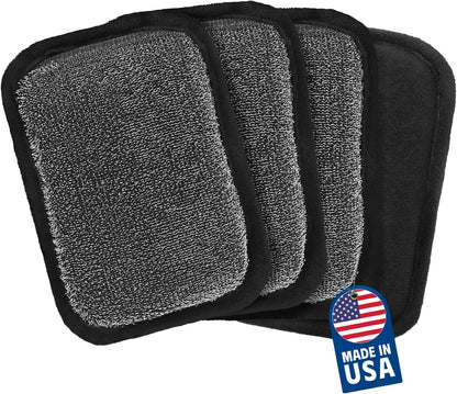 MEKER Grill Brush Bristle Free, Grill Cleaner Brush with 5 BBQ Replacement Head for Cast Iron, Stainless Steel Grates, Safe Grill Scraper Outdoor BBQ Grill, Black