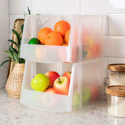 IRIS USA Clear Plastic Stackable Storage Bins, Large- 8 Pack, Open Front Fridge Pantry Kitchen Closet Cabinet Bathroom Organizer Basket for Organizing Snack, Cans, Office Supplies, and Coffee Pods