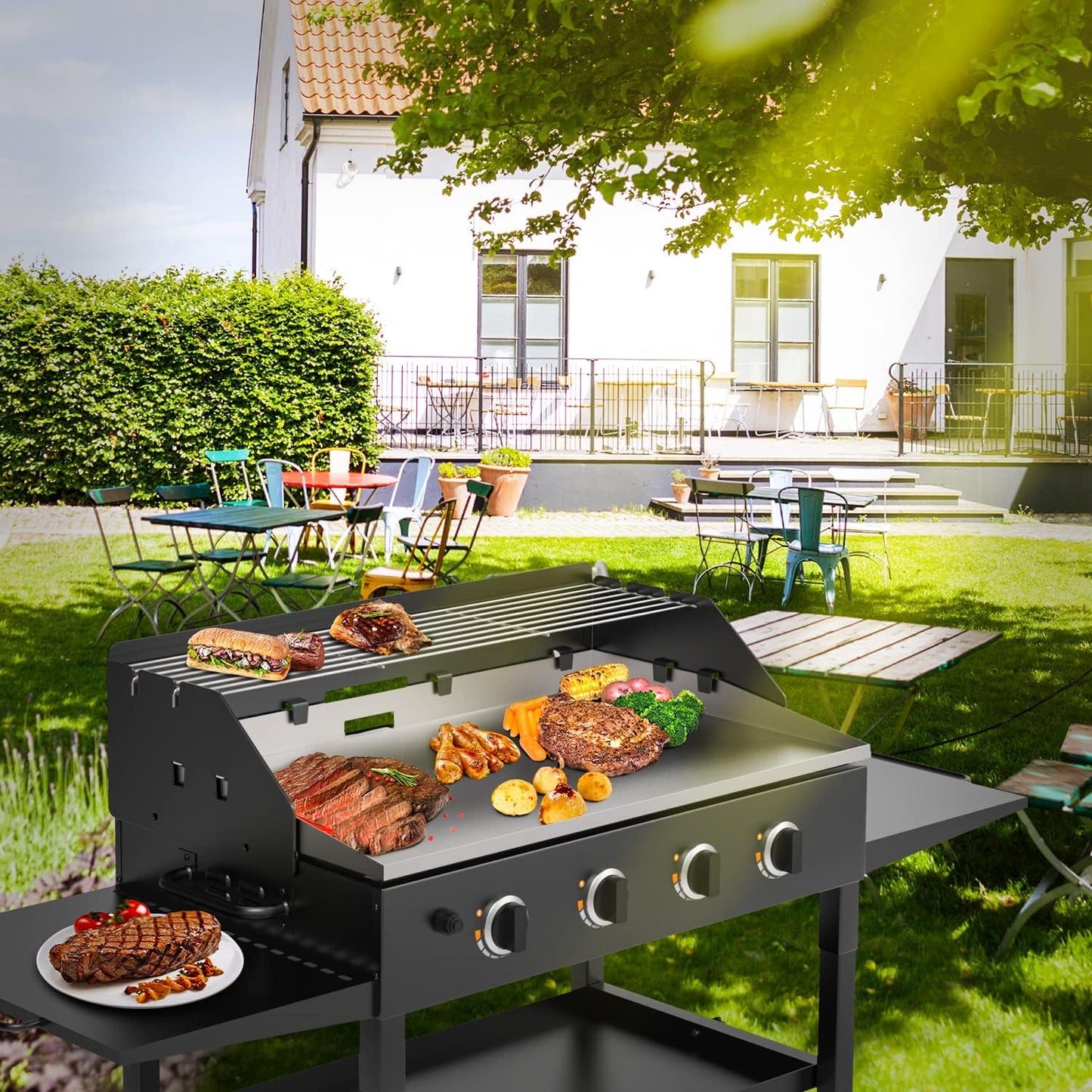28 Inch Griddle Wind Guard/Screen and Warming Rack for Blackstone, Accessories Kit (For 28")