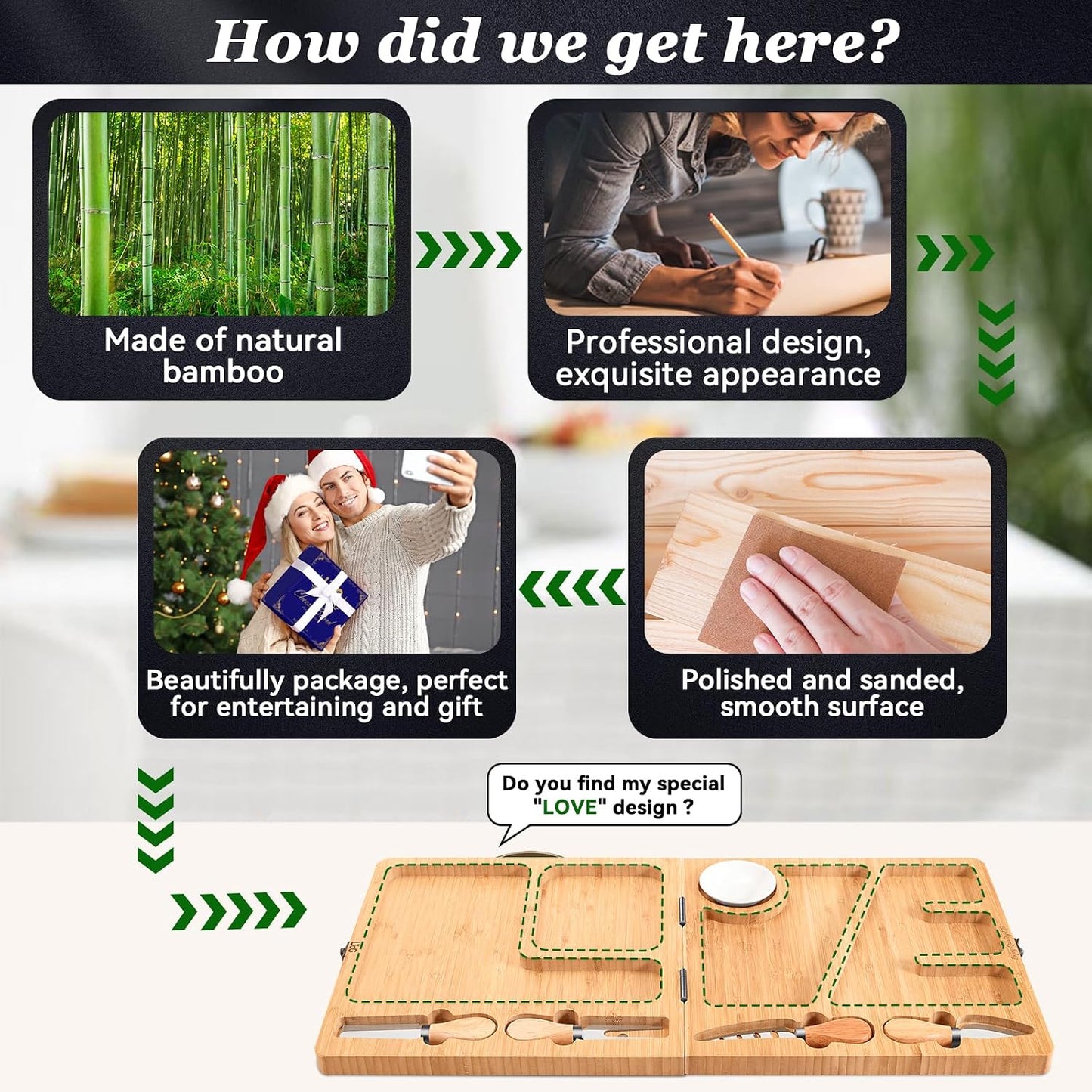 UTCG Charcuterie Board Gifts for Women: Bamboo Folding Cheese Board with Knife Set - Unique White Elephant Gift Wedding Housewarming Mothers Day Birthday Party Bridal Shower Gift