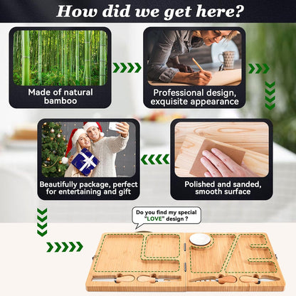UTCG Charcuterie Board Gifts for Women: Bamboo Folding Cheese Board with Knife Set - Unique White Elephant Gift Wedding Housewarming Mothers Day Birthday Party Bridal Shower Gift