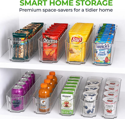 Zulay Kitchen 4 Pack Refrigerator Organizer Bins – Large Clear Fridge Storage Containers with Built-In Handles & Non-Slip Feet - Ideal Fridge Organizers, Kitchen Cabinets, Pantry Organization