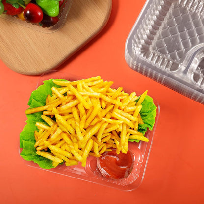 Yerliker 100 Pcs Disposable Tray Set 50 Plastic Nacho & 50 3 lb Paper Food Trays Food Boats Popcorn Chip Holder for Carnivals, Movie Theater, Concession Stand Supplies & Snack(Stripe Style)