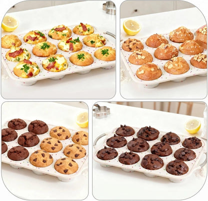 Silicone Muffin Pan for Baking: 12 Cup Muffin Pan with Metal Reinforced Frame, Regular Size Cupcake Egg Bites Molds for Baking, BPA Free Silicone Muffin Tray, Dishwasher Safe (1 Pack, Red)