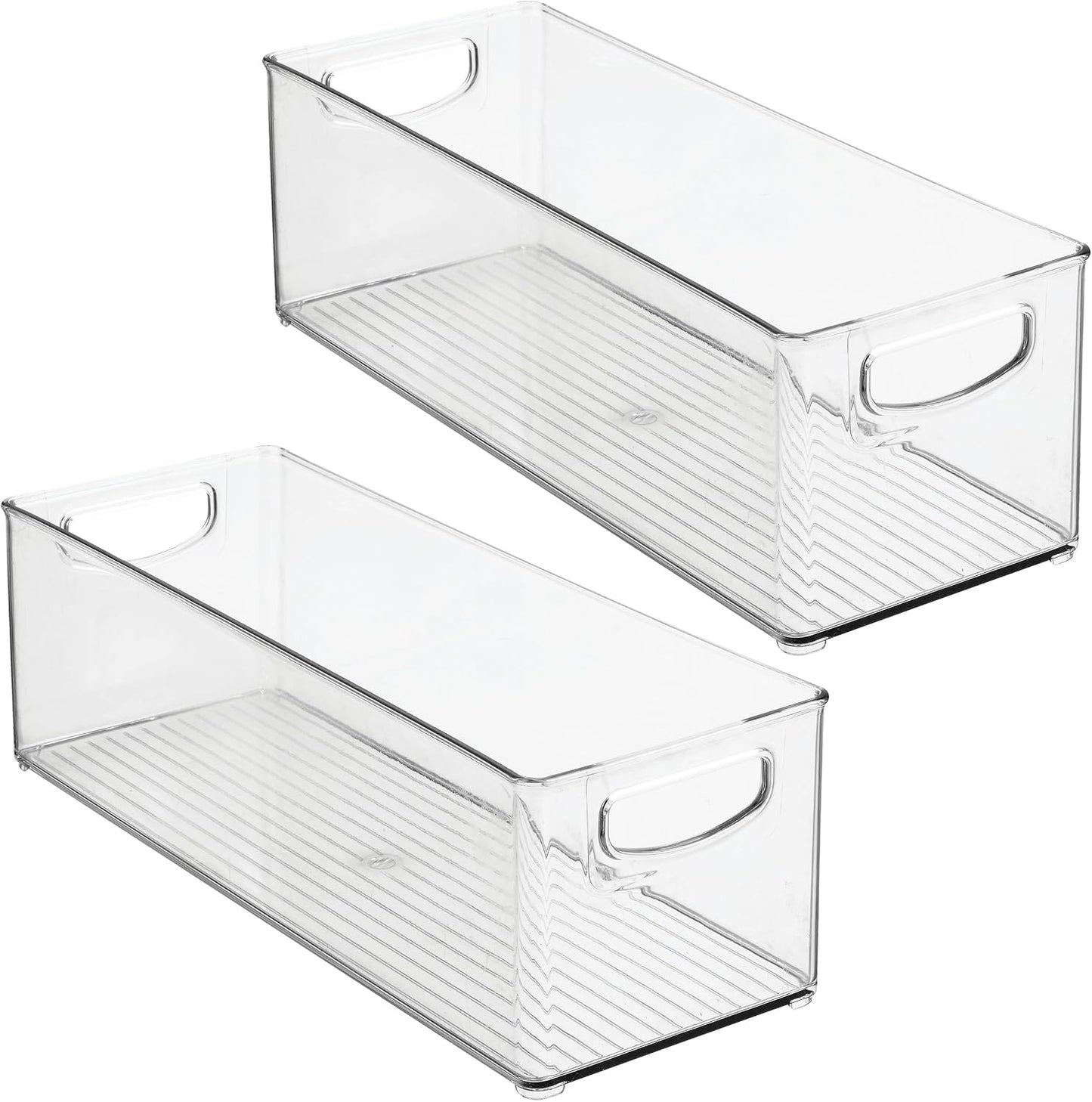 iDesign Plastic Stackable Pantry Bin - Storage Bin with Handles for Cabinets or Fridge - Set of 4 - Clear