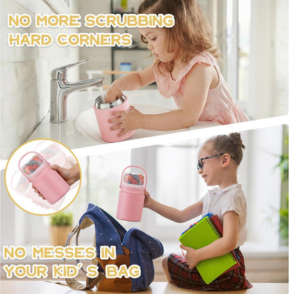 2 - in - 1 Soup Thermo for Hot Food 14oz with Snack Box Container Leak Proof Insulated Lunch Container Kids and Adults Stainless Steel Double Wall Vacuum Wide-mouth Thermal with Spoon and Handle