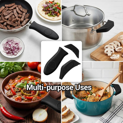 2pcs cast Iron Handle, Silicone Handle for Cast Iron Skillet, Heat-Resistant Cast Iton Handles Sleeve for Frying Pan Cast Irons Skillet Griddle Cookware,Black