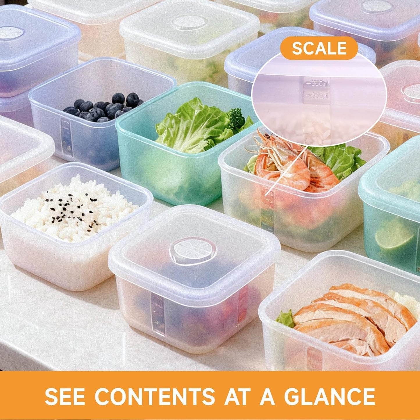 OTB Set of 2 Reusable Silicone Containers Clear, Nesting Leak-free Silicone Food Storage Boxes, BPA Free, Airtight, Dishwasher and Freezer Safe