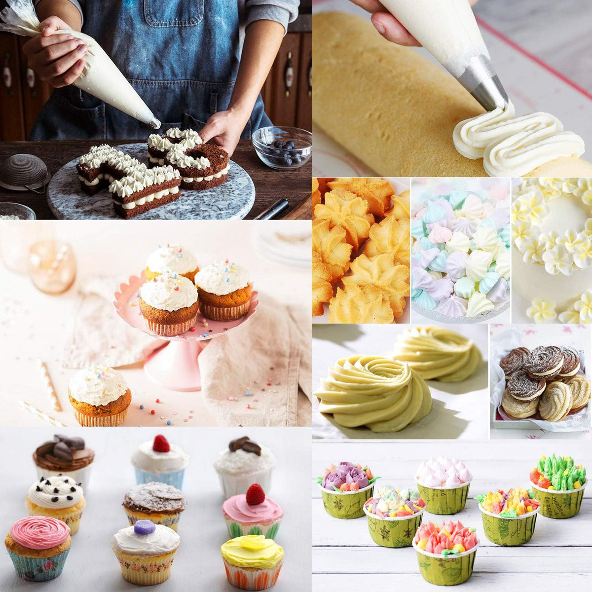 Piping Bags 12 & 16 Inch, 200 PCS Tipless Piping Bags Disposable Pastry Bags Thick Icing Bags for Decorating Cake Cookies