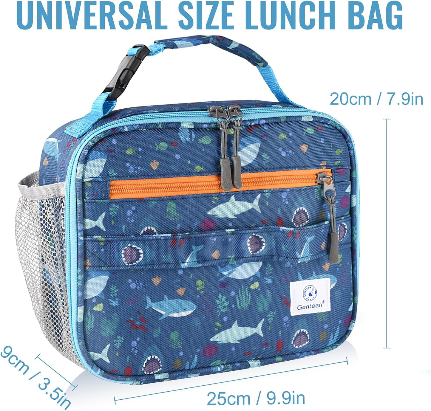 Genteen Lunch Box Kids, Insulated Lunch Bag Kids Boys Girls Back to School, Soft Lunch Box for Men Reusable Lunchbox for Office,Outdoor,School (Black)