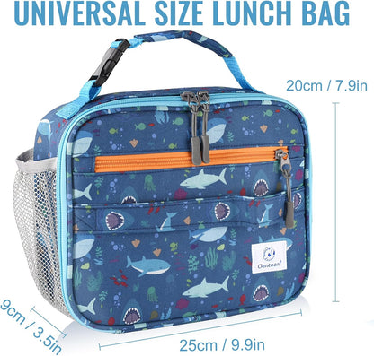 Genteen Lunch Box Kids, Insulated Lunch Bag Kids Boys Girls Back to School, Soft Lunch Box for Men Reusable Lunchbox for Office,Outdoor,School (Black)
