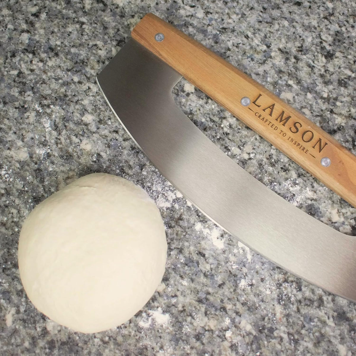 Lamson 14 In Pizza Cutter Rocker Blade with Walnut Handle