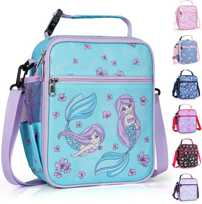 Kids Insulated Lunch Box Bag, Thermal Picnic Cool Bags with Adjustable Strap for Adults Children Women Men Boys Girls School Work (CAM-Blue)