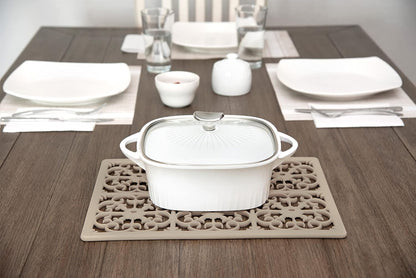 GASARÉ, Extra Large, Thick, Silicone Trivet for Hot Dishes, Pots, and Pans, Heat Resistant Mat for Countertop, Hot Pad for Kitchen, Easy to Clean, 16 x 12 x 3/8 Inches, White
