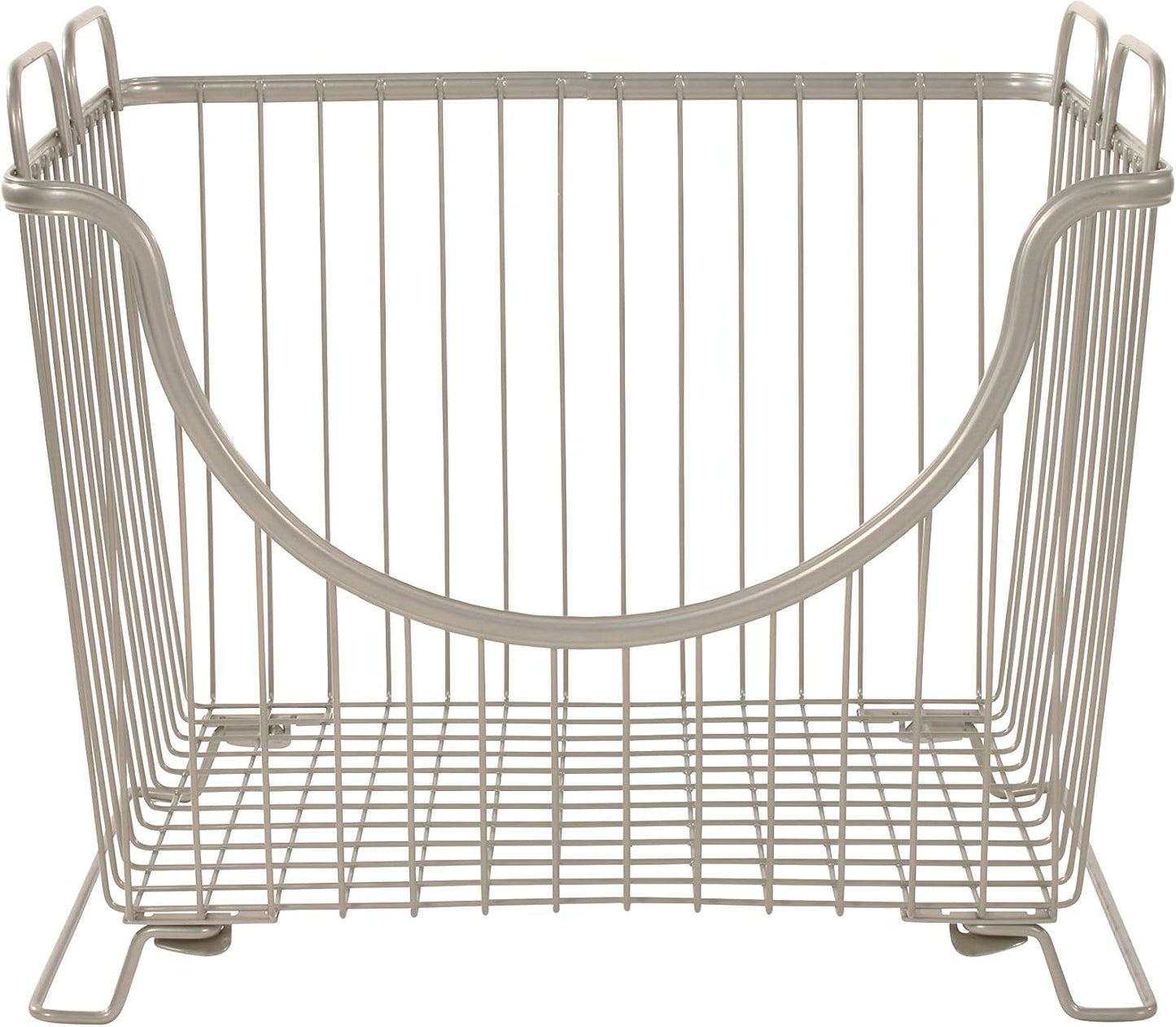 Spectrum Ashley Small Stackable Wire Baskets for Pantry & Kitchen Counter Organizer, Stacking Fruit Basket Wire Bin with Raised Feet & Handles for Vegetable Fruit Potato Onion Storage, Satin Nickel