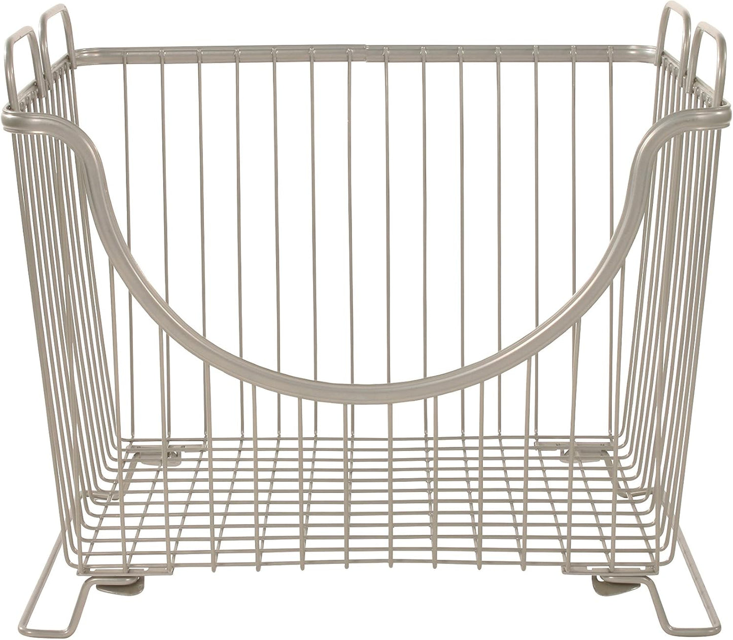 Spectrum Ashley Small Stackable Wire Baskets for Pantry & Kitchen Counter Organizer, Stacking Fruit Basket Wire Bin with Raised Feet & Handles for Vegetable Fruit Potato Onion Storage, Satin Nickel