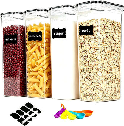 Airtight Food Storage Containers with Lids, BPA Free Clear Pantry Storage Container for Kitchen Food Pantry Organizers and Storage, Plastic Pantry Organiser for Cereal,Flour and Sugar 42 pack