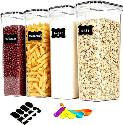 42pcs Airtight Containers, Clear Stackable Dry Food Storage | 42pk clear airtight containers with tight lids keep dry food fresh. Safe plastic, stackable for pantry kitchen storage