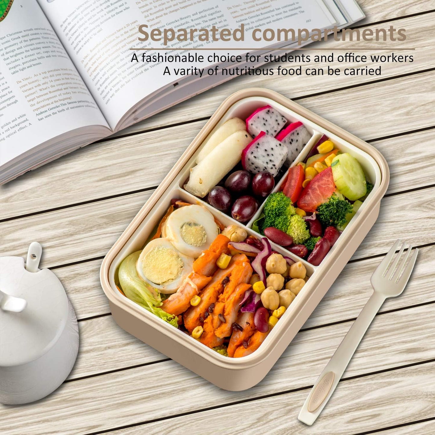 Bento Boxes for Adults - 1100 ML Bento Lunch Box Container For Kids With Spoon & Fork - Durable Perfect Size for On-the-Go Meal, BPA-Free and Food-Safe Materials(Grey)