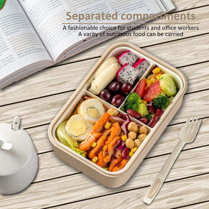 Bento Boxes for Adults - 1100 ML Bento Lunch Box Container For Kids With Spoon & Fork - Durable Perfect Size for On-the-Go Meal, BPA-Free and Food-Safe Materials(Grey)